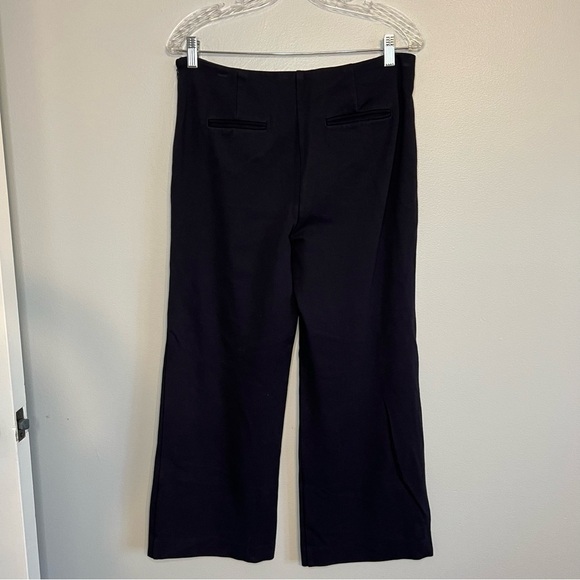 Ann Taylor Black Design Flat Front Wide Leg Dress Pants Size 10 Side Zip Career - Picture 7 of 10